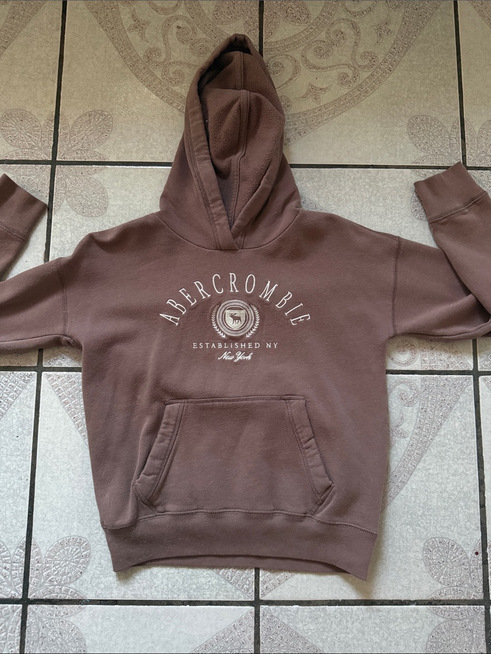 abercrombie kids brown logo hoodie